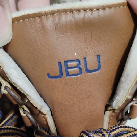 JBU Tan/Blue Big Kids Lace-Up Boots Sz.6.5 Or Women's 8/8.5 - Picture 3 of 12